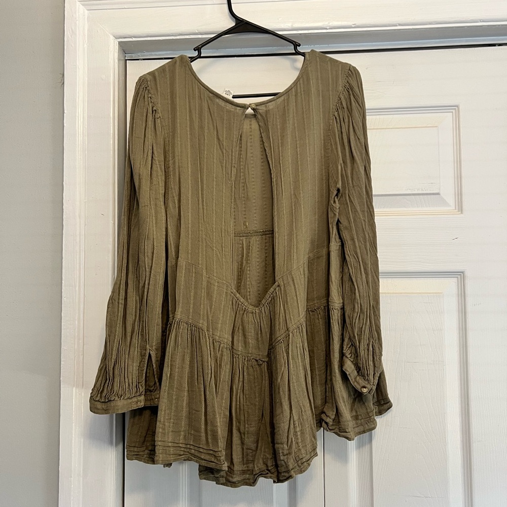 Olive Green Women's Top - Picture 2 of 3
